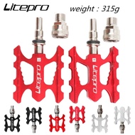 LP Litepro Bike Pedals Double Quick Release Pedal Ultra-light CNC Auminum Alloy For Brompton United Trifold 3 Sixty Fohon Folding Bicycle 315g/Pair