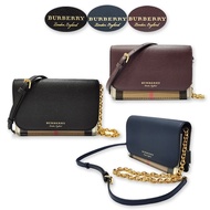 【BURBERRY 巴寶莉】經典格紋WOC款拼色翻蓋鏈條肩背斜背包/手拿包(多色可選)