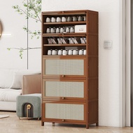 Shoe cabinet household door solid wood large capacity dust-proof simple shoe rack storage rack