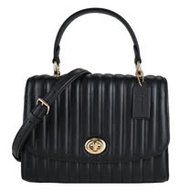 COACH 轉扣LOGO線性縫手提/斜背包(黑)