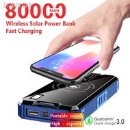 80000mAh Qi Wireless Solar Power Bank Portable Phone External Charger Battery Panel Charging Outdoor Powerbank