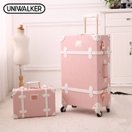 Uniwalker 2 In 1 ชุด 13 นิ้วกระเป๋าเดินทางเครื่องสำอางขนาดเล็กสดน่ารักล้อสากลกระเป๋าลากเดินทาง Boarding กล่องตั้งรหัสผ่านได้ (13 "+ 20"/13 "+ 22"/13 "+ 24"/13" + 26 ")