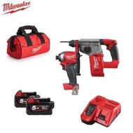【Milwaukee 美沃奇】18V鋰電無碳刷起子機+鎚鑽組合(M18FID2+CH-502B)