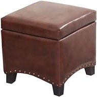 Foldable Leatherette Square Storage Ottoman With Hinged Lid, Footrest Coffee Table HENGXIAO (Color : #1)