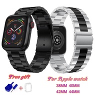 สายนาฬิกาสเตนเลสสตีลสำหรับApple Watch,สายนาฬิกาข้อมือแบบสามสายโลหะขนาด44มม. 42มม. 40มม. 38มม. 5 4 3 2 1สำหรับIWatch Seriesขนาด44มม. 42มม. 40มม. 38มม. 5 4 3 2 1