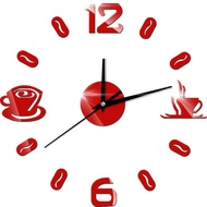 Diy 3D Acrylic Coffee Cup Mirrored Clock Sticker Wall Mirror Decals Removable Home Wallpaper