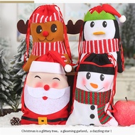 Christmas Cartoon Drawstring Gift Bag Candy Bag Decorations