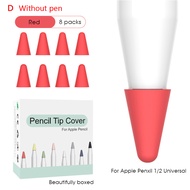 เคสซิลิโคนสำหรับเปลี่ยน Apple Pencil 1 2,ฝาครอบป้องกันปลายปากกามี8ชิ้น