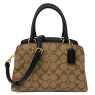 COACH 經典LOGO手提斜背兩用黛妃方包(焦糖/橘)