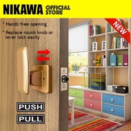 Latest NIKAWA Room Lock Push &amp; Pull Door Lock (Black/Silver) Child Safety &amp; Hands Free Lock