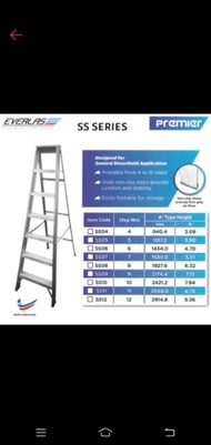 Everlast Premier Heavy Duty 4 5 6 7 8 9 10 11 12 Steps Hardness Aluminium Single Sided Ladder