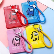 Among Us Game CARTOON ID Credit Bank Card Holder Lanyard Students Bus Card Case Hand Rope Visit Door Identity Badge Cards Cover Keychian Bus Card ID Badge FOR Women Men Pendants Children Birthday Gift★children’s Day Gift