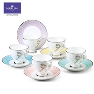 5 ASSORT COFFEE/TEA CUP AND SAUCER SET(10) NARUMI ; pattern of Blue and Pink;   Felicita :  96132-21755P