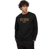 Sweater Crewneck Guess Black Gold Font Bordir Hight Quality Premium/Crewneck Guess Kekinian Termurah/Crewneck Unisex/Crewneck Brand/Baju Pria Import/Cn Pria/Crewneck Kekinian/Hoodie Usa/Crewneck Guess Hitam/