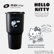 HELLO KITTY三麗鷗授權陶瓷真空不鏽鋼保冷保溫杯900ML-神秘Kitty(黑)(快)
