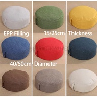 【Subtractionlives】Ready Stock Linen Round Floor Pillow Removable Washable Cover EPP Filling Thick Soft Seating Cushion Tatami cushion Room Décor Pouf for Meditation Yoga 蒲团 棉麻蒲团 打坐垫 地上坐垫 坐垫 纯棉坐垫 瑜伽垫