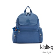 【KIPLING】優雅天穹藍多口袋拉鍊後背包-MATTA
