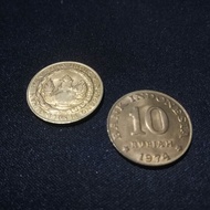 [Bayar di tempat] coin koin kuno indonesia koleksi 10 rupiah Tabanas kuning tahun 1974 harga per keping
