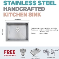 Stainless Steel 60cm x 45cm Handmade Nano Coating Single Bowl Undermount Kitchen Sink