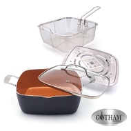 【美國GOTHAM】鈦金陶瓷多功能雙耳方型不沾鍋具4件組28cm-電磁爐適用