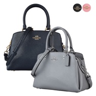 COACH LILLIE金/銀字馬車LOGO防刮牛皮拉鍊手提斜背黛妃包(小/4色)