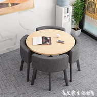 洽談桌 可收納省空間折疊餐桌家用小戶型飯桌商店面洽談桌椅組合接待圓桌