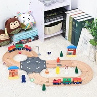 Wooden Train Simple Track Set Electric Magnetic Train Railway Compatible With Track Educational Toy Car Children's Gifts