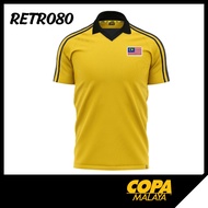(READY STOCK) Jersi Bola Sepak Retro Malaysia 1980 Yellow Football Shirt Harimau Copa Malaya Polyester Jersey