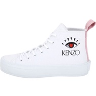KENZO K-Street 眼冒愛心高筒帆布鞋(女款/白色)