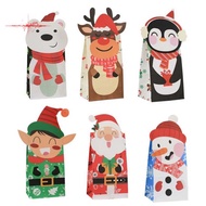 24PCS Christmas Bags for Gift Bags for Christmas Goodies Bags Bulk Assortment Kraft Paper Holiday Bags(6 Styles)