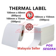 Thermal Barcode Sticker Paper Bar Code Label A6 AWB 100mm x 150mm / 100mm x 60mm Pelekat Kertas airway bill Office Print
