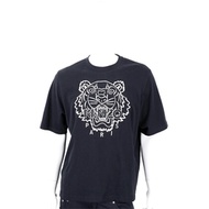 KENZO Tiger 虎頭字母刺繡寬鬆版黑色短袖TEE T恤(男/女可穿)