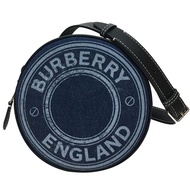 BURBERRY 徽章LOGO丹寧雙層圓餅包(藍色)