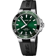 【ORIS 豪利時】Aquis 時間之海潛水300米日期機械錶-綠水鬼/39.5mm(0173377324157-0742164FC)
