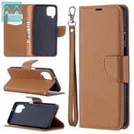 For Samsung Galaxy A02/M02/A02S/A12 5G/A32 4G/A32 5G/A42 5G/A52 4G/A52 5G/A72 4G/A72 5G Flip Wallet Cover Litchi Pattern with Stand Card Slots Phone Casing