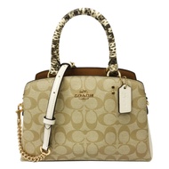 COACH 經典LOGO手提斜背兩用黛妃方包(米白)