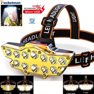 80000Lumens Headlamps Most Bright 12 LED Headlight USB Rechargeable Work Light High Power Waterproof Head Torch