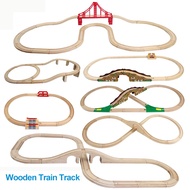 Wooden Train Track Railway Train Tracks Sets Wood Train Track Road Toy Set Work with All Major Brands of Trains