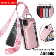 กระเป๋าสตางค์หนังสายคล้องผู้ชายสำหรับ Iphone 12 Pro Max สำหรับ Iphone 11 Pro Max SE 2020หรูหราหนังไหล่ Lanyard กระเป๋าโทรศัพท์