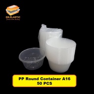 Round Disposable Plastic Food Container ( 50pcs ) - ABBAWARE A16