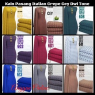 Kain Pasang Italian Crepe Embroidery Dwi Tone/Kain Pasang Cey Dwi Tone/Kain Pasang Terkini/Kain Baju Kurung