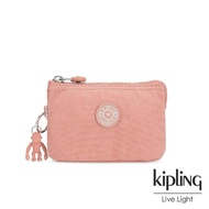 【KIPLING】奶油草莓拿鐵色三夾層配件包-CREATIVITY S