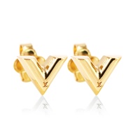 LV M68153 Essential 經典logo V型穿扣式耳環(金色)