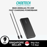 [SG] CHOETECH B626 20000Mah QC PD 3.0 45W Powerbank USB-C Type C Portable Charger Power Bank