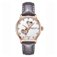 KENNETH COLE 紐約設計精品錶 KC50984021 心型鏤空機械錶 時尚灰真皮錶帶 玫瑰金錶殼 廠商直送