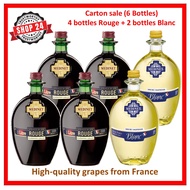 SHOP24 MEDINET 1 Litre Carton Sale (ROUGE 4 +  BLANC 2) 1000ml Red &amp; white Wine High quality grapes from France