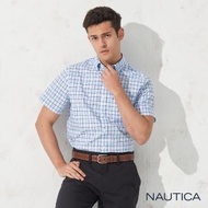 【NAUTICA】經典細格紋短袖襯衫(淺藍)