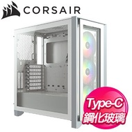 Corsair 海盜船【iCUE 4000X RGB】玻璃透側 E-ATX機殼(顯卡長36/CPU高17)《白》