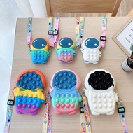 TIKTOK Rainbow Pop It Fidget Toys Cute Astronaut Messenger Bag Coin Bag Push Bubble Children Toy Pops Its Wallet Bag Shoulder Bag Toys
