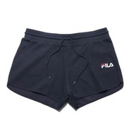 【FILA】運動褲 短褲 深藍 刺繡LOGO 棉 休閒 女(5SHV1510NV)